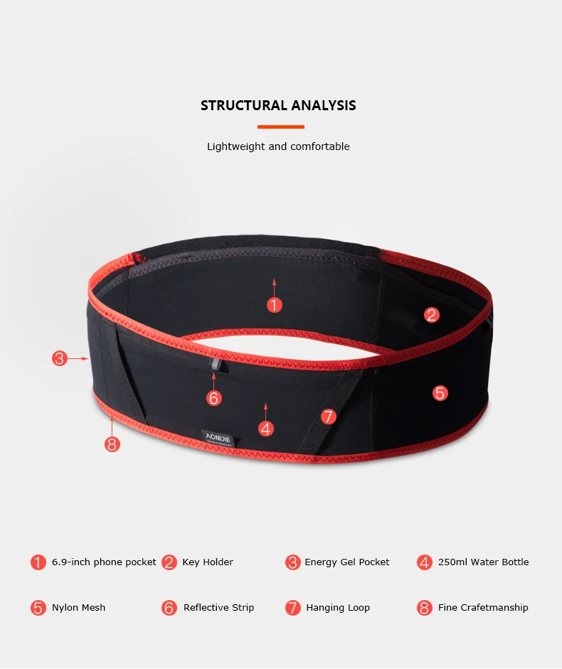 AONIJIE тонкий пояс для бега, сумка для бега, поясная сумка для путешествий, для денег, марафона, тренажерного зала, тренировки, фитнеса, 6,9, держатель для мобильного телефона W938