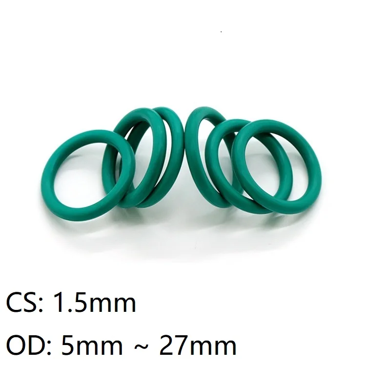 

10pcs Thickness CS 1.5mm x OD 5 ~ 27mm Fluorine Rubber O Ring Gasket FKM Viton Round O Shape Oil Sealing Insulated Washer Green