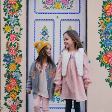 BOBOZONE/платье с цветочной вышивкой; зимний жилет для девочек