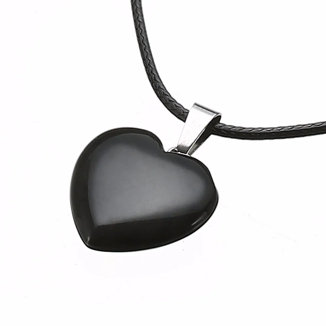 Shellhard Love Heart Necklaces for Women Natural Stone Leather Chain Necklace & Pendant Femme Bijoux Charm Jewelry