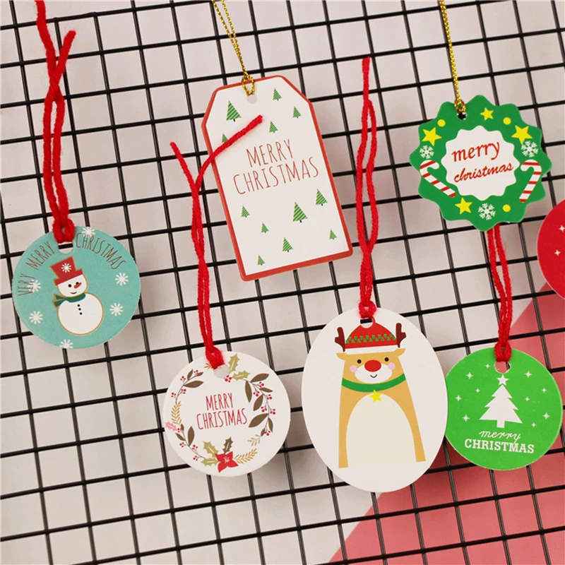 50pcs 5 designs Merry Christmas Gift Hanging Tag For Christmas Party