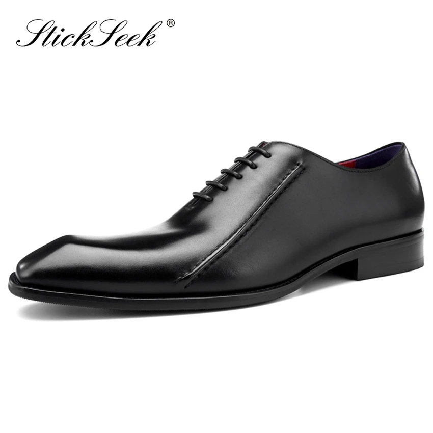 

Fashion Design Genuine Leather Formal Dress Man Wedding Shoes Square Toe Handmade Men's Party Brogue Oxfords For Gentleman SK160