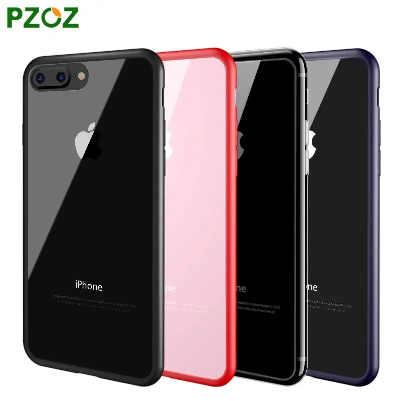 PZOZ ipone 7 Case Original For iphone 7 Plus Case Silicone Frame Transparent Backplane Cover Luxury Slim Phone Protection Shell