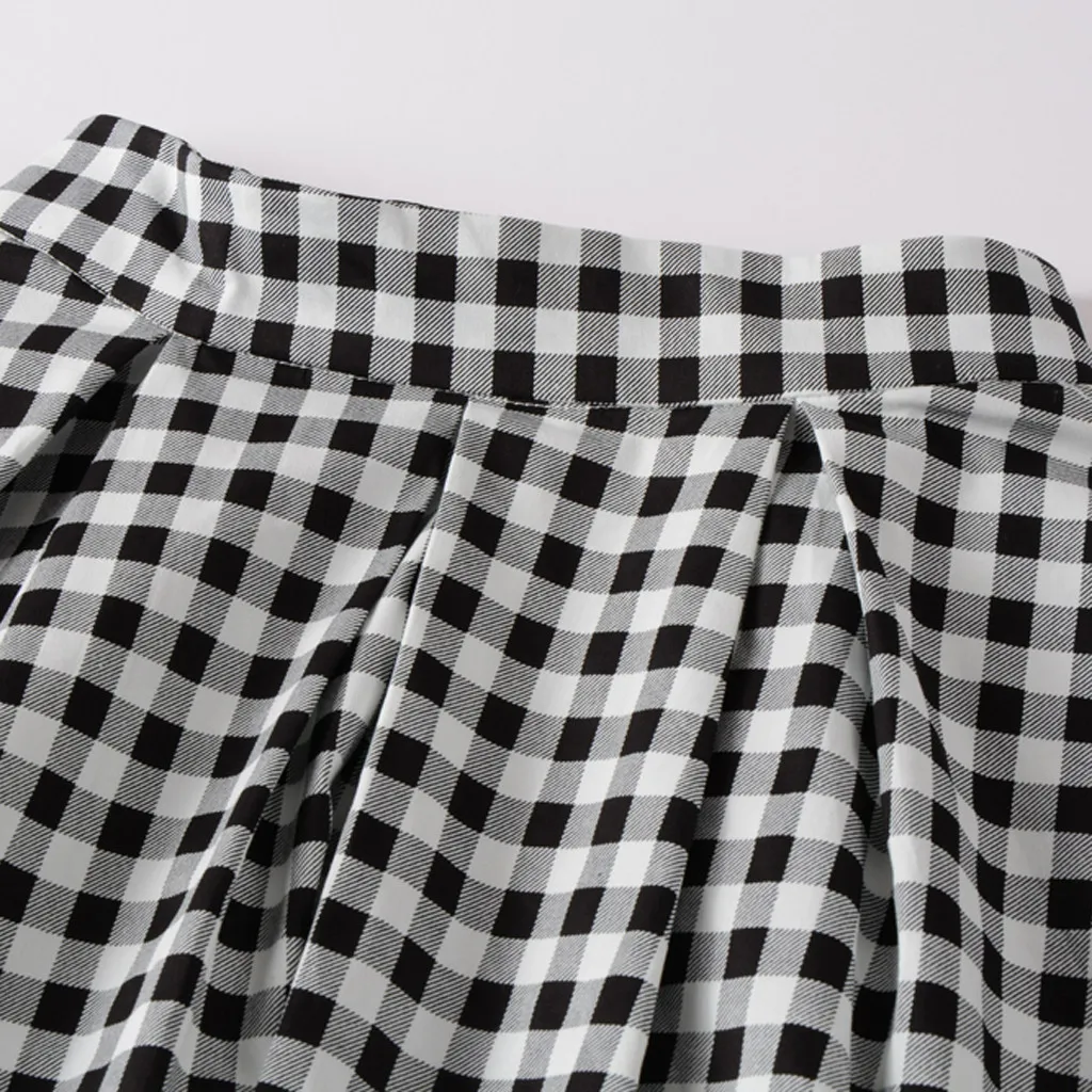 Женская винтажная клетчатая юбка-миди в стиле Харадзюку, Повседневная плиссированная юбка на молнии с карманом, Jupe Plissee Femme Plisowana Spodnica# W