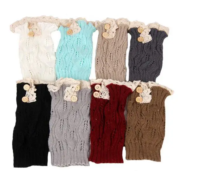 

120pairs/lot 2015 new short twist lace boot cuff with button leg warmer, lace trim boot cuff