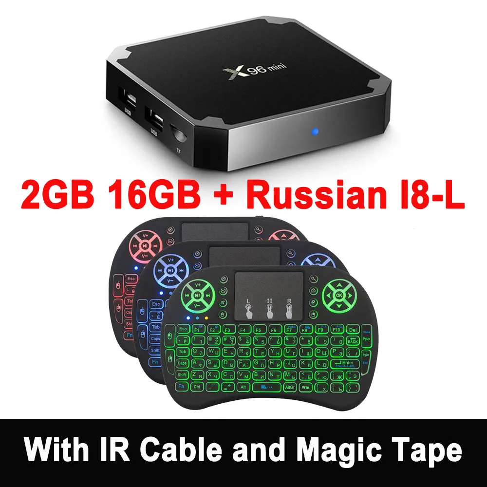 X96mini Android 7.1 X96 mini четырехъядерный Smart TV BOX ТВ Бокс 1 ГБ+8 ГБ2 ГБ+16 ГБ S905W поддерживает 2.4G беспроводной WIFI ТВ приставка+IR кабель смарт-top box - Цвет: 2GB 16GB and RU I8-L