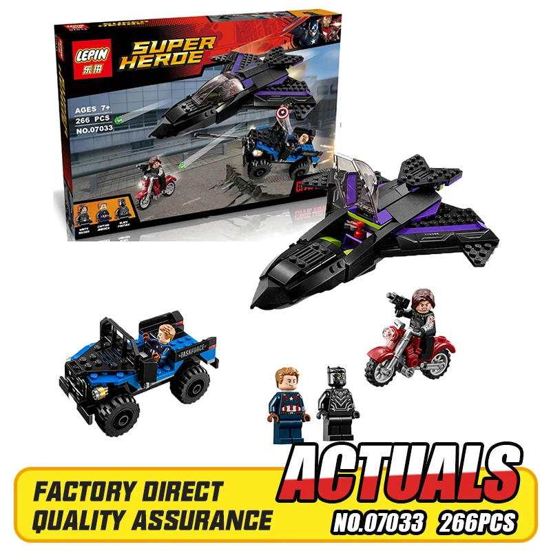 

LEPIN 07033 266Pcs Marvel Captain America Civil War Black Panther Pursuit Model Building Kit   Blocks Compatible
