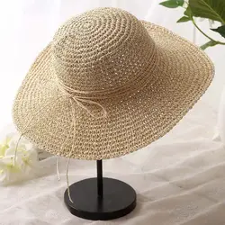 Соломенная шляпа от солнца в пасторальном стиле с широкими полями анти-УФ Солнцезащитный козырек Легкая Складная портативная пляжная
