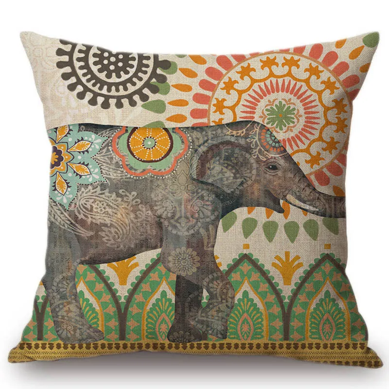 

Винтажный декоративный чехол для дивана с изображением слона рождественского оленя из хлопка и льна с цветочным узором
