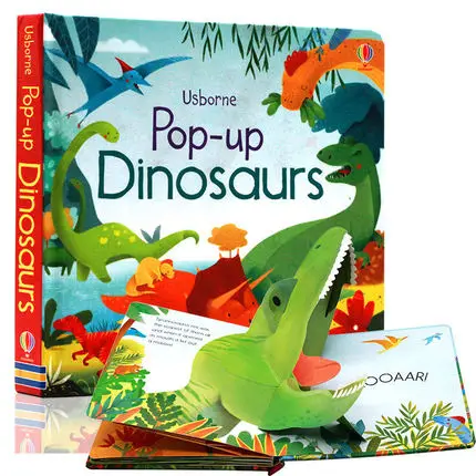 

English original Usborne Pop-Up Dinosaurs dinosaur 3D stereo cardboard flip book Children interesting educational book Age 2-6