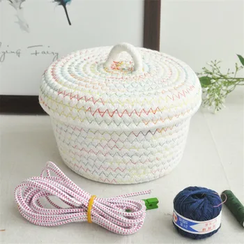 

Cotton Thread Storage Basket with Lid DIY Handmade Desktop Sewing Accessories Organizer Basket Sundries Mac Cosmetic Storage Box