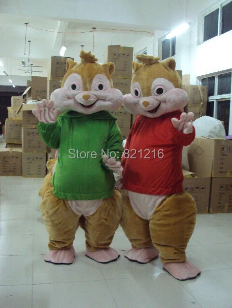 Высокое качество Alvin и Chipmunks взрослый размер талисман костюм распродажа нарядное