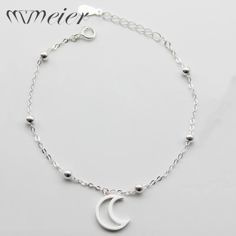 

Simple Hollow Moon Beaded 925 Sterling Silver Bracelets Women Bangle Fashion Jewelry Accessories Gift pulseira feminina 2019