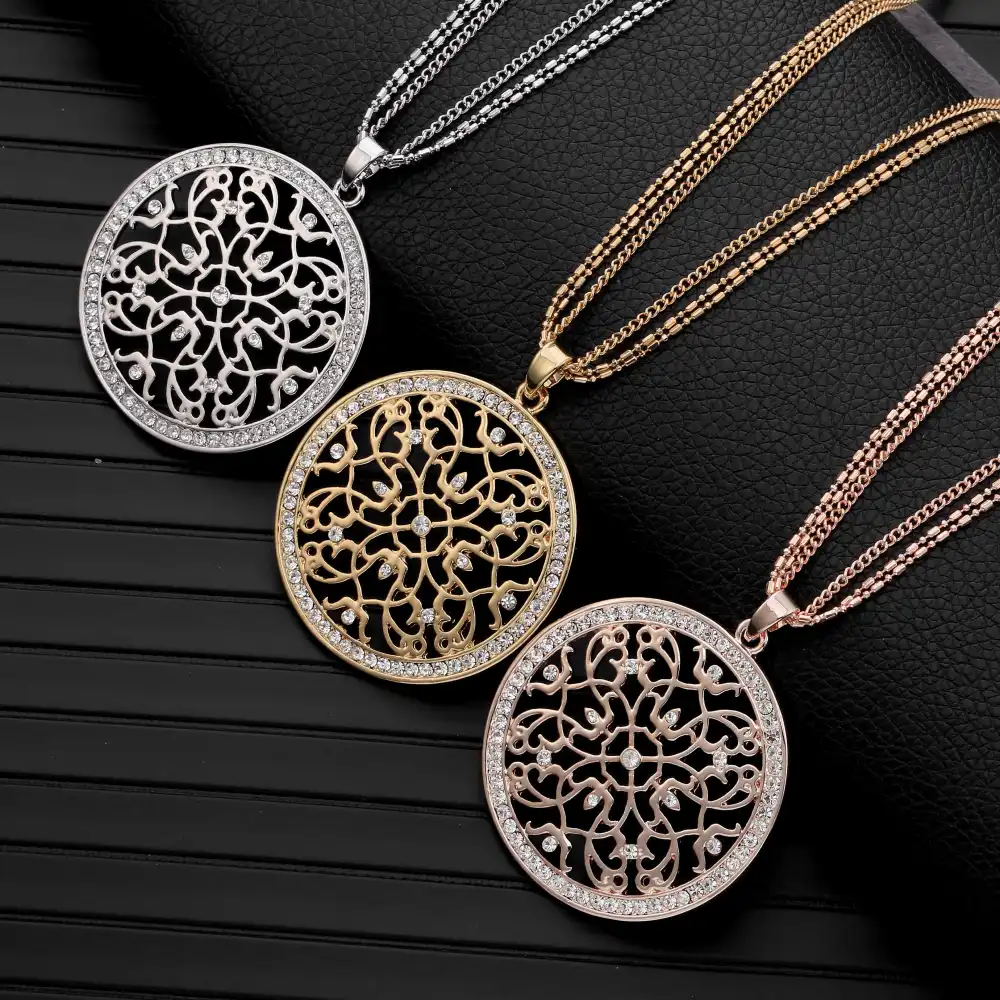 Necklaces Jewelry Gifts Pendants Jewelry Necklace for Women Antique Silver Color Big Flower Pendants Necklace Female Gift Fashion 66X47Mm