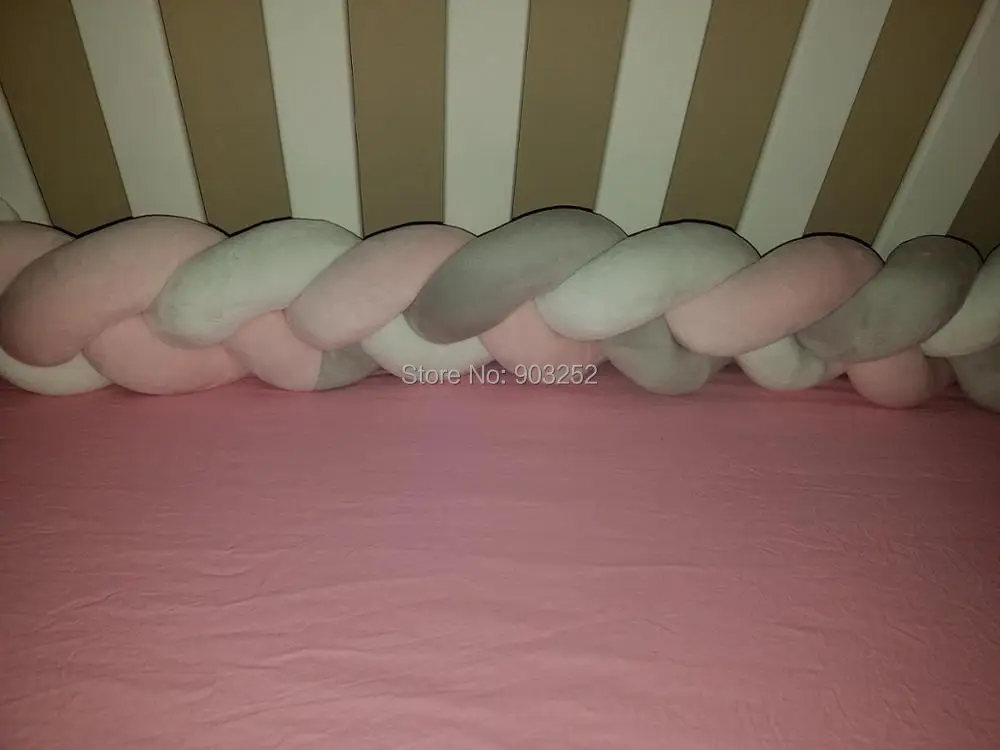 Длина 200 см, высота 12 см, одноцветная детская мягкая подушка, плетеная детская кроватка, бампер, подушка с узлом, подушка, колыбель, декор для маленьких девочек и мальчиков