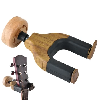 

Wall Mount Wood Guitar Hanger Hook Holder Auto Grip System Lock Round Base for Guitar Ukulele Bass String Instrument