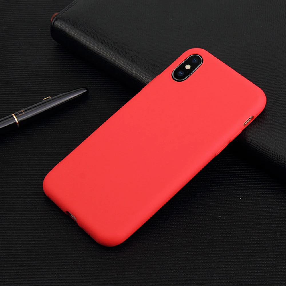 

GerTong Case For iPhone 6 6S 7 8 Plus X XS XR XS Max Red Pink Candy Colors TPU Soft Protector Phone Back Cover Shell For iPhone6
