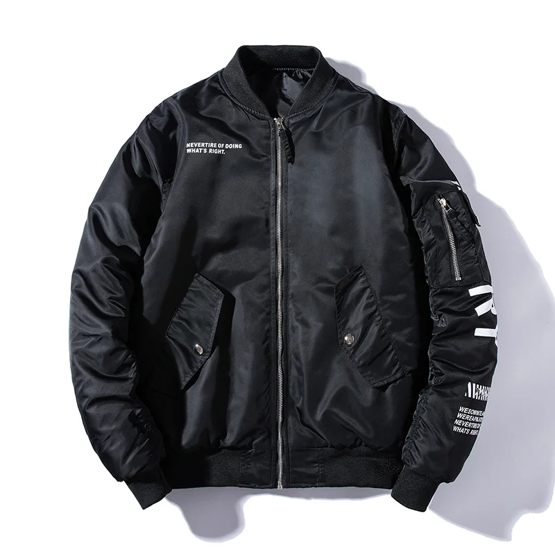 Günstig Bomber Jacke Männer Hip Hop Pilot Jacke Männer Frauen Brief Baseball Jacke Männliche Jugend Streetwear Windjacke Mode Frühling Herbst