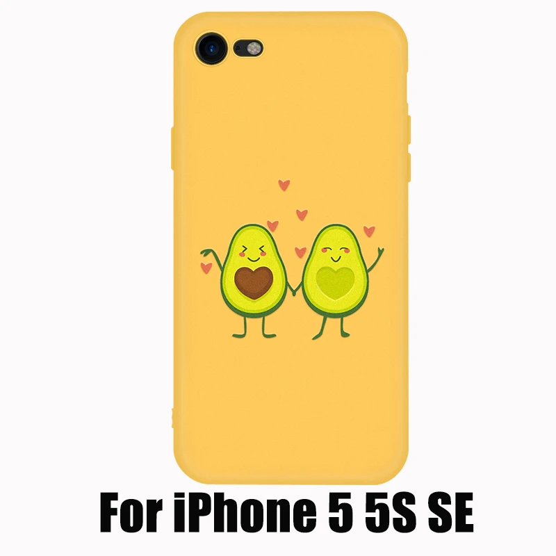 Cute Avocado Pattern Case For Apple AirPods 2 With Hooks Earphone Cover For Apple Air Pods Soft Cartoon Avocado Cases For iPhone - Color: For iPhone 5 5S SE