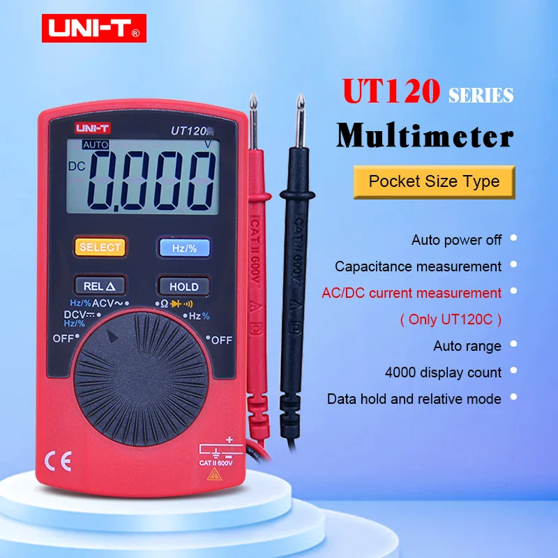 

Mini Digital Multimeter UNI-T UT120 series Digital LCD Palm Size Auto Range Multimeter DC AC Pocket