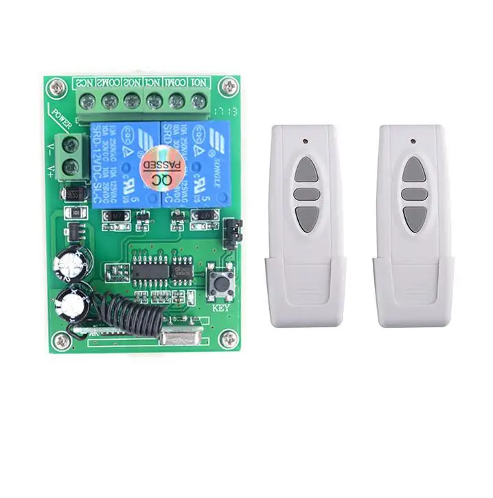 Wireless Relay Switch DC12V 315MHz Remote 2 Channel for Garage Door Curtain