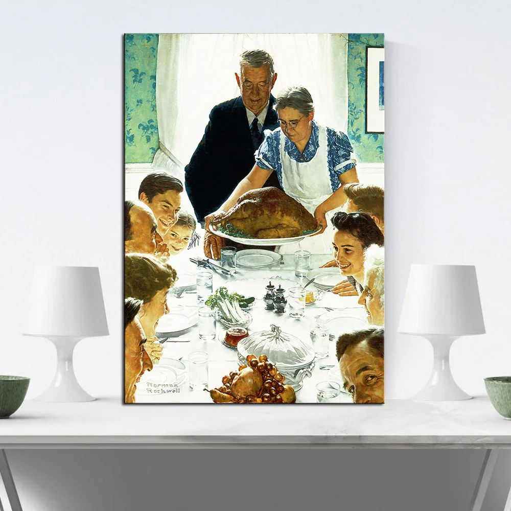 

ART POSTER Paul norman rockwell Freedom From Want, March 6,1943 CANVAS print WALL OIL PAINTING