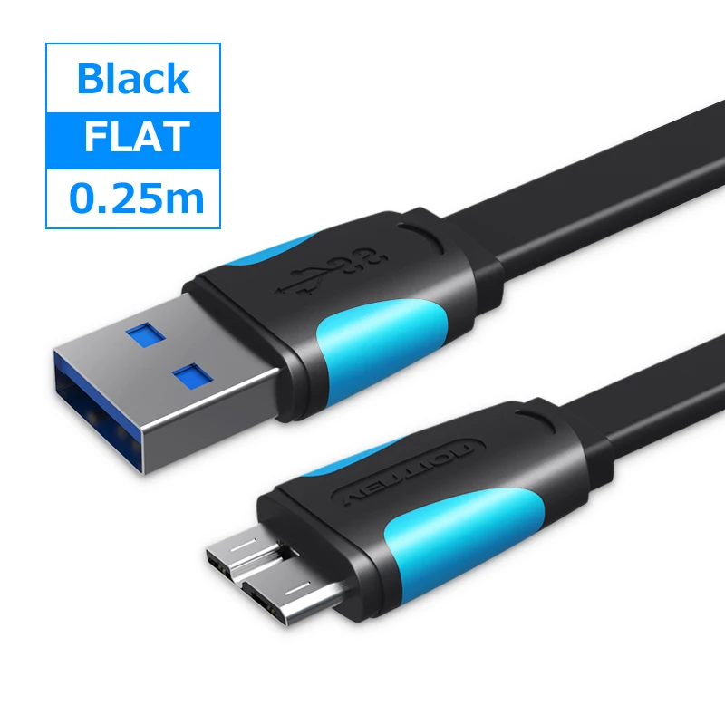 Конвенция 0.25 м 1.5 м 1 м 1.5 м 2 м Micro USB 3.0 данных синхронизации-зарядки коротрона кабель для Samsung Galaxy примечание 3 S5 i9600 N900 - Цвет: Flat Black 0.25m