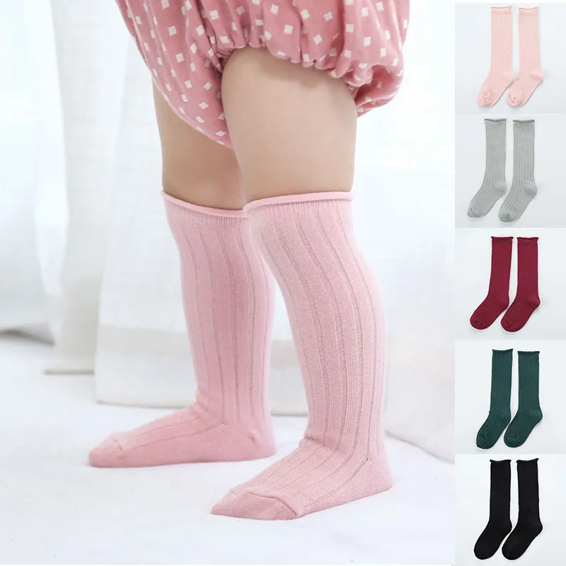 Solid Color Baby Socks Cotton Baby Girl Boy Knee Long Socks meias ...