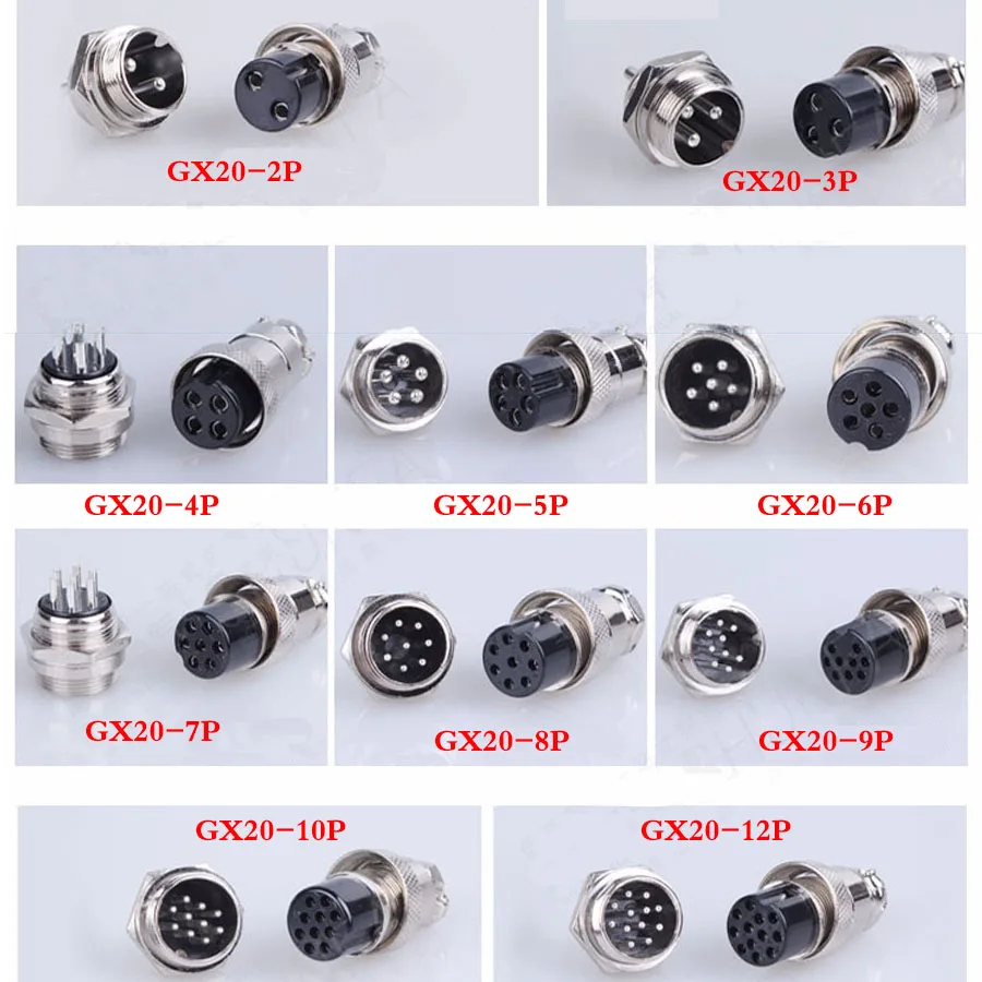 1 комплект GX20 XLR 2 3 4 5 6 7 8 9 10 12 14 15 контактный Женский штекер 20 мм Шасси гнездо