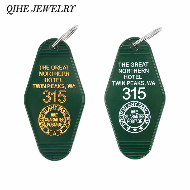 QIHE JEWELRY Twin Peaks keychain Keytag Key chain Keyring The Great Northern Hotel Jewelry Gifts for Twin Peaks fans| - AliExpress