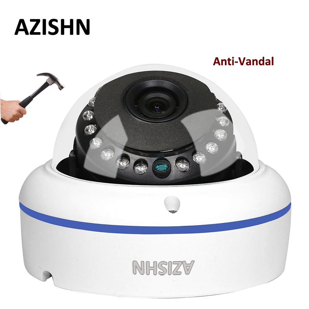 AZISHN 15IR LEDS DOME IP Camera POE 720P/960P/1080P P2P VandalProof Anti-Vandal metal Outdoor IP66 Security CCTV | Безопасность и