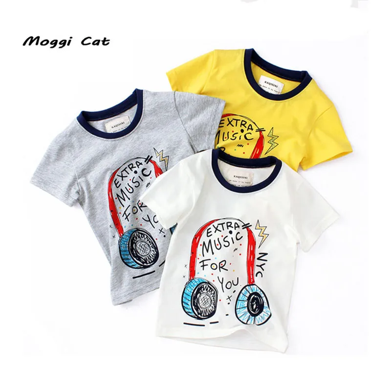 Moggi Cat Fashion Short Sleeves T-Shirts For Boys Girls Music T Shirt Kids Baby Girl Tops 3-7 Years Design Cotton T shirt (3)