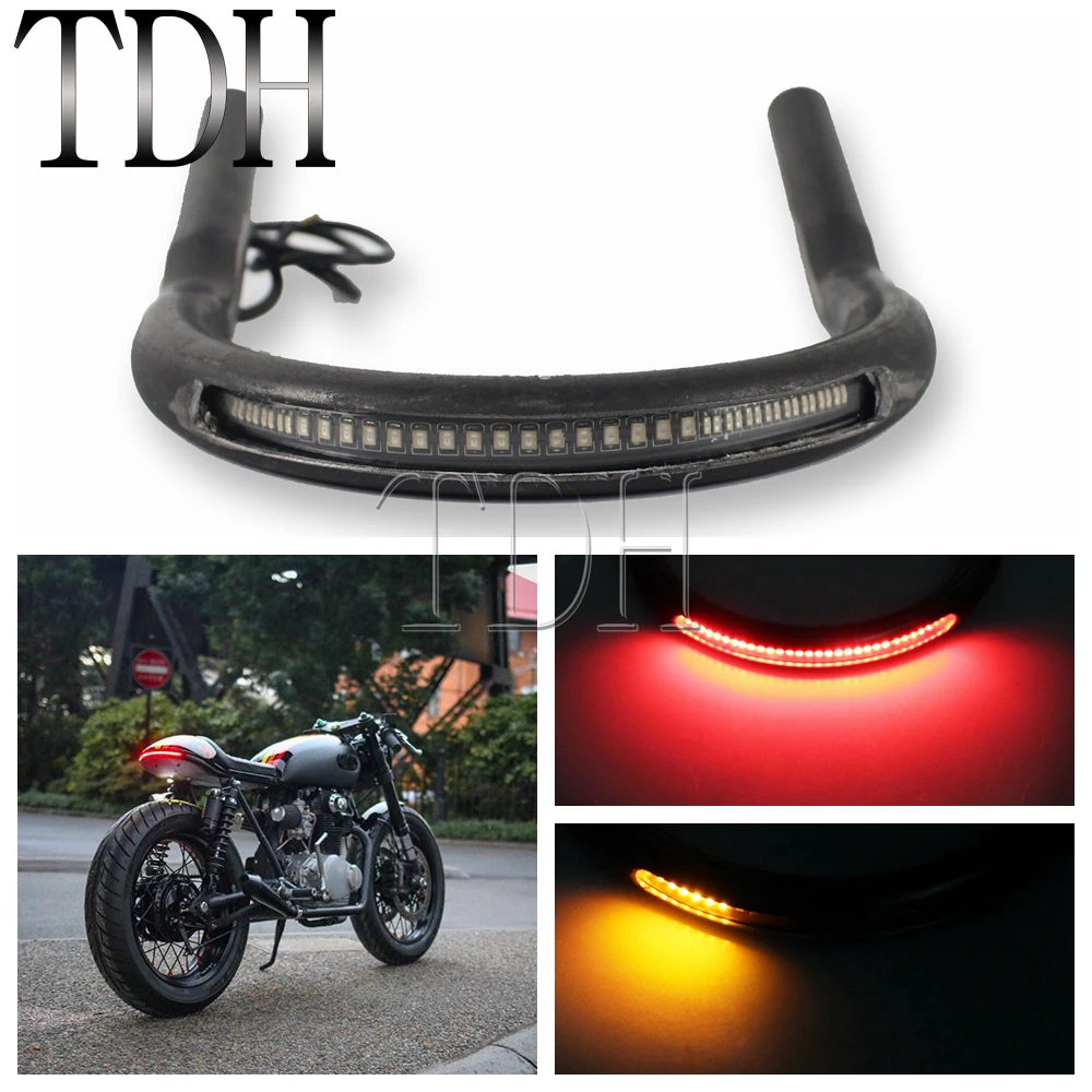 

Tracker Upswept End Motorcycle Seat Frame Hoop Loop w/ LED Taillights Turn Signal Light for Honda CB400 CB450 CB500 CB550