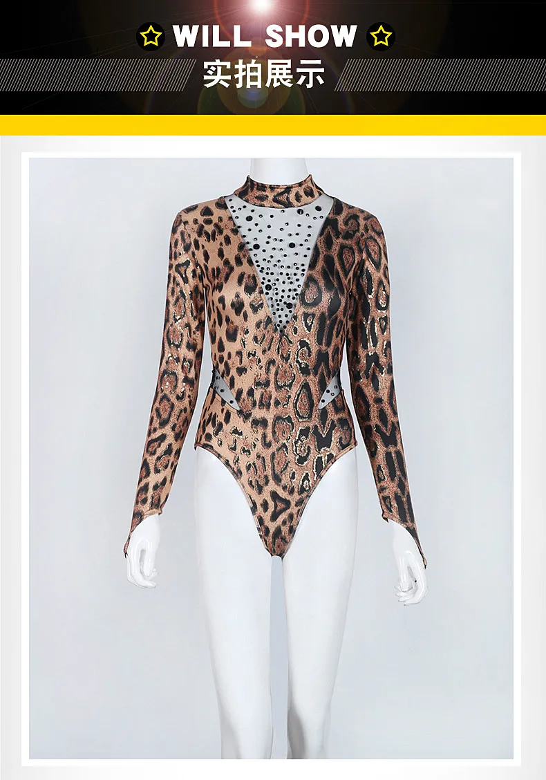 Леопардовый принт модный ночной клуб DS для певицы для сцены костюм для леди полюс танцевальная одежда сексуальный Хэллоуин Женщина-кошка