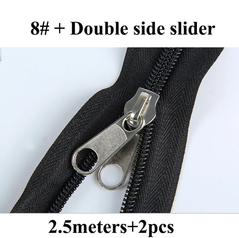 No8 zipper 2pc dous Meetee 8#10#2,5 метров нейлоновая катушка на молнии Двойные боковые ползунки открытый конец для рюкзака рыболовные сумки Палатка Швейные аксессуары ZA209 - Цвет: No8 zipper 2pc dous