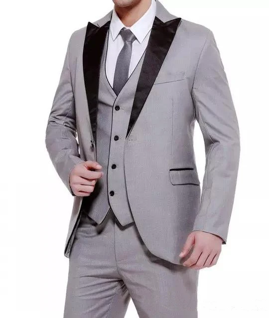 

Slim Fit Gray Men Suits 2019 Wedding Groom Tuxedos 3 Pieces (Jacket+Pants+Vest) Bridegroom Suits Best Man Blazer