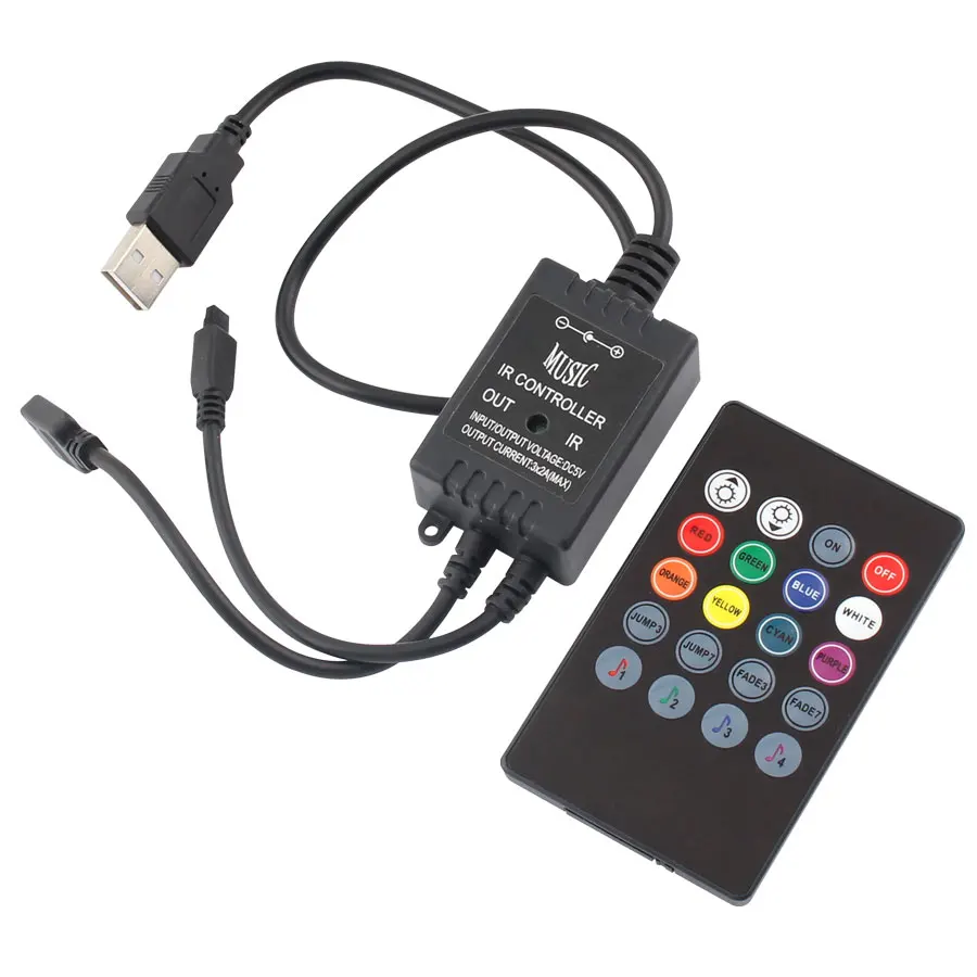 USB RGB Светодиодная лента 5 12 24 В RGBw IR RF пульт дистанционного управления 5 в 12 В 24 в USB Светодиодная лента RGB светильник удаленный беспроводной контроллер - Испускаемый цвет: 5V Music USB