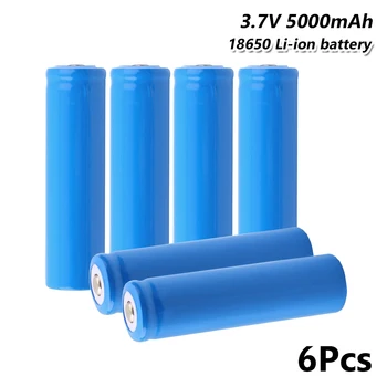 

6pcs high performance 18650 battery 5000mah 3.7v For Torch Mini Fan Power Rechargeable batteries discharge For E-cigarette