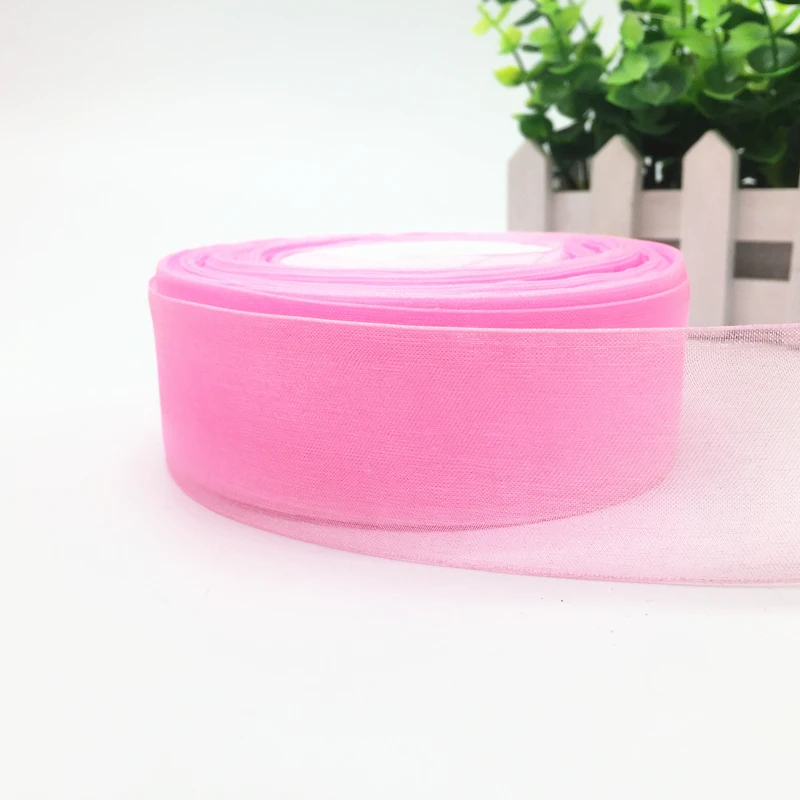 5 ярдов 38 мм лента для украшения свадебной вечеринки подарочная лента из органзы обертывание волос банты DIY Рождественская лента - Цвет: Pink
