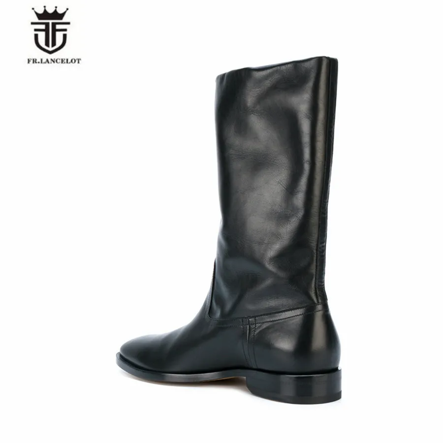 Высокие черные ботинки из натуральной кожи В рыцарском стиле с острым носком; ковбойские ботинки из натуральной кожи ручной работы; роскошные ботинки «Челси»