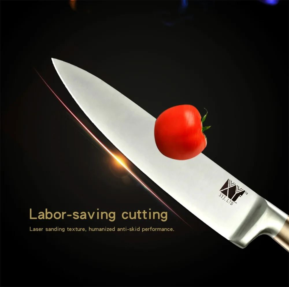 XYj высокое качество набор кухонных ножей 3Cr13 кухонный нож из нержавеющей стали нож шеф-повара слайсер Santoku набор ножей из нержавеющей стали острое лезвие