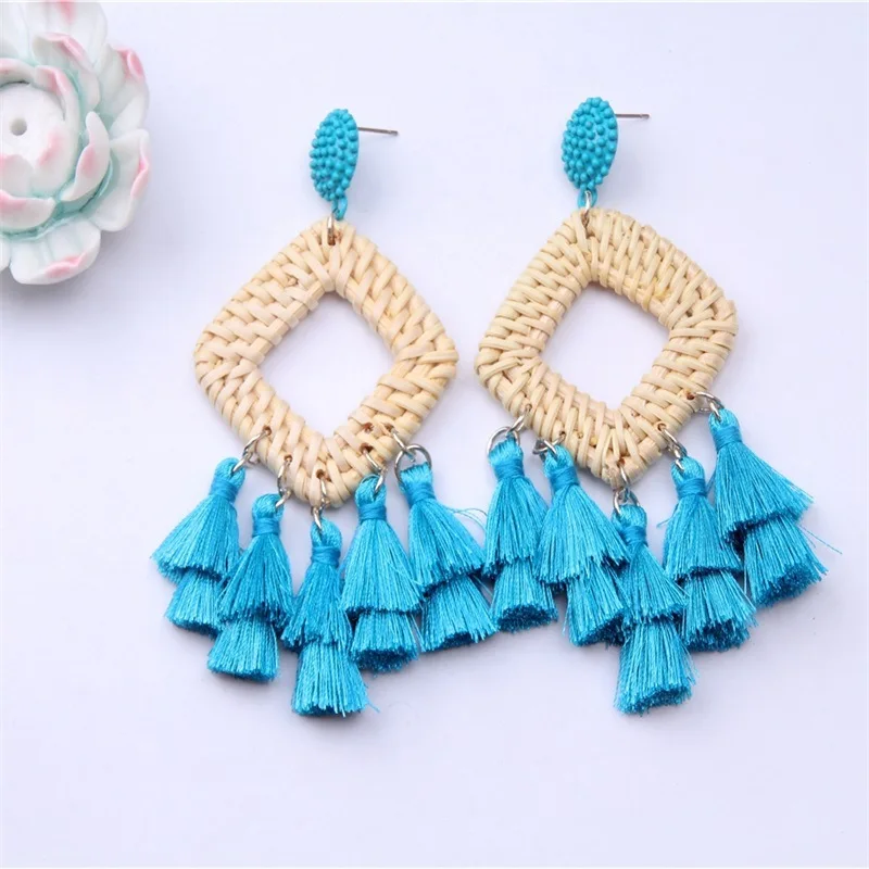 Новые модные геометрические серьги ручной работы с подвесками в стиле бохо