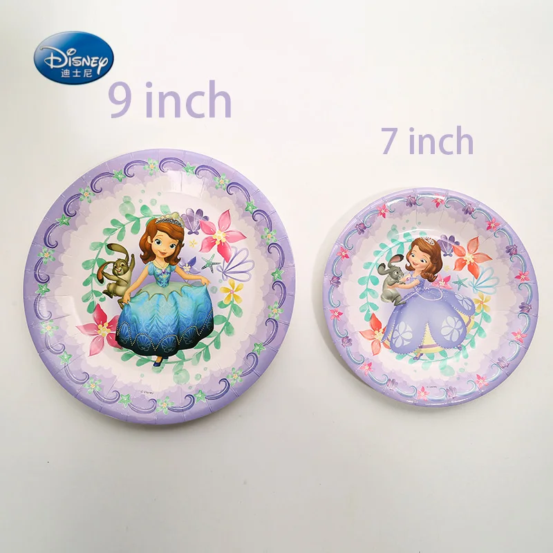 9 дюймов 6 шт./пакет прекрасные Софии предметы для вечеринки принцессы бумажная тарелка посуда для пирожных декор для детского дня рождения тарелки детский душ