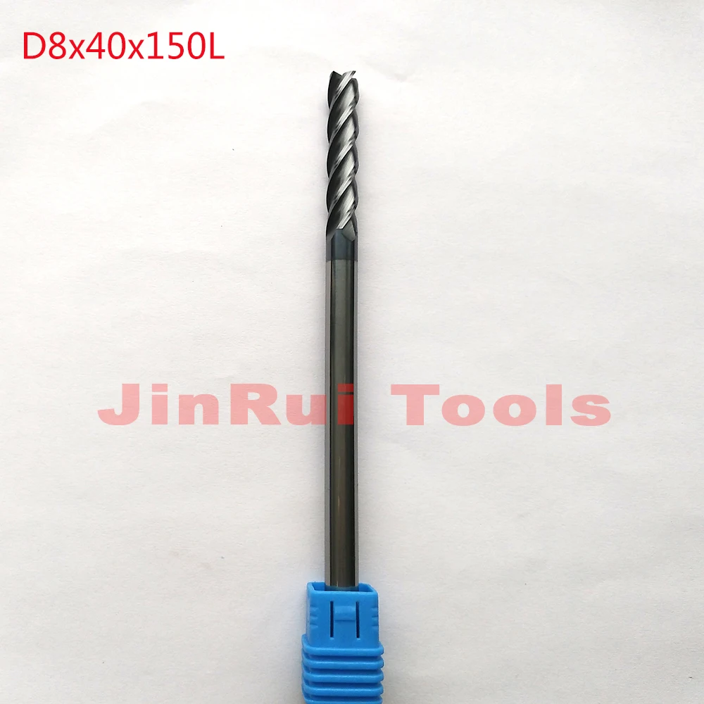 1 шт. D8 * 40*150 HRC45 4 флейты плоским Endmill Solide Карбид концевых Дробилки ЧПУ Бит фреза резак инструменты нож фреса