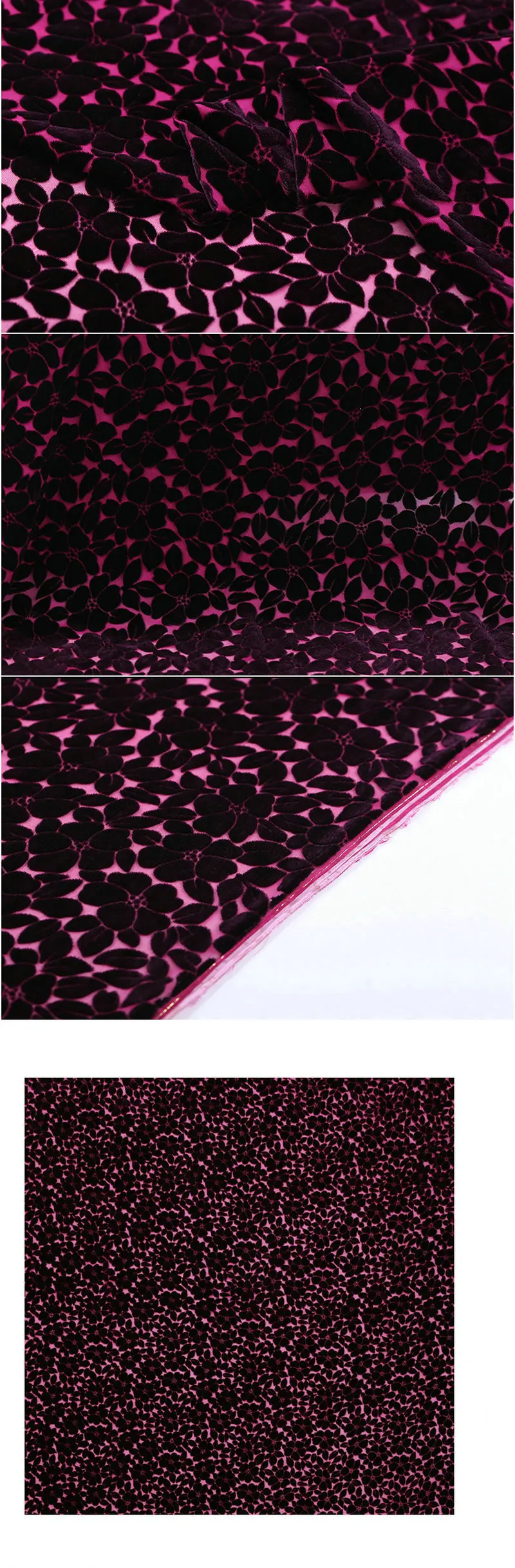 Черный/Фиолетовый/винные листья выгорания шелковый бархат ткань для Шелкового велюра платье