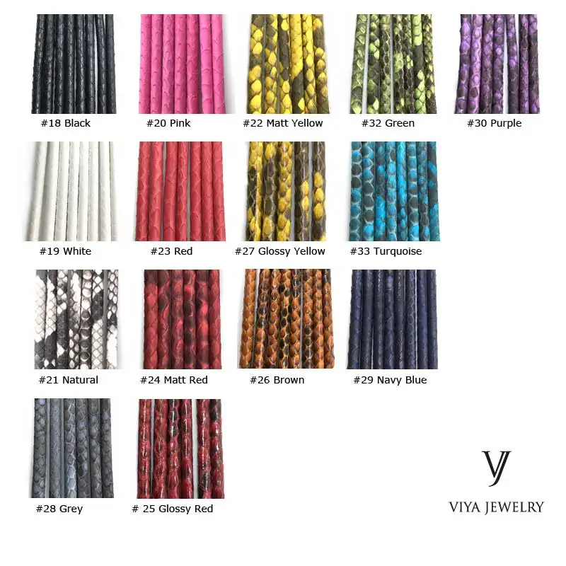 

wholesale(100 pieces/lot)Real Python Rope For Jewelry Bracelet High end Python Leather cord Available diameter 4mm 5mm 6mm