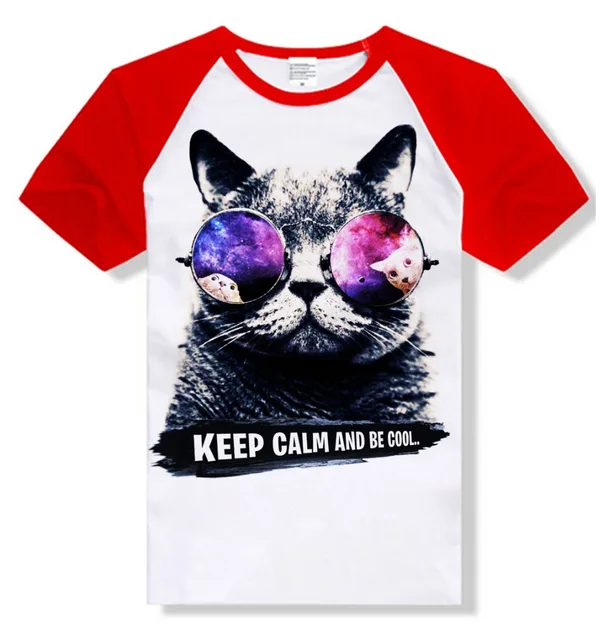 Super cute keep calm cat t shirt women lovely 3D summer cool shirt Good quality comfortable cotton tops brand shirts