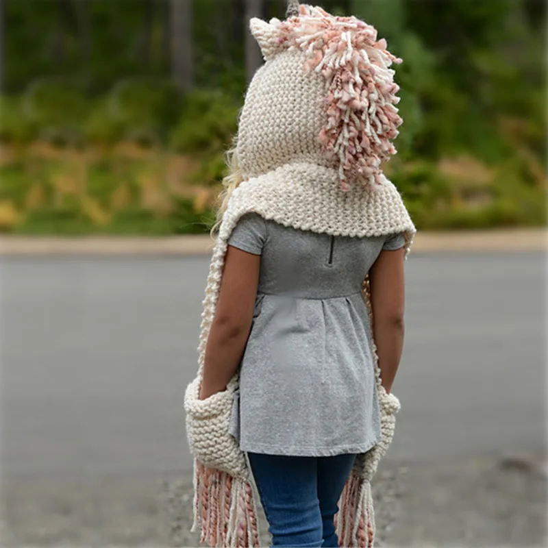 Новая модная инновационная Детская шерстяная Осенняя шапка с рисунком единорога и зимняя теплая вязаная шапка, удобная милая детская шапка