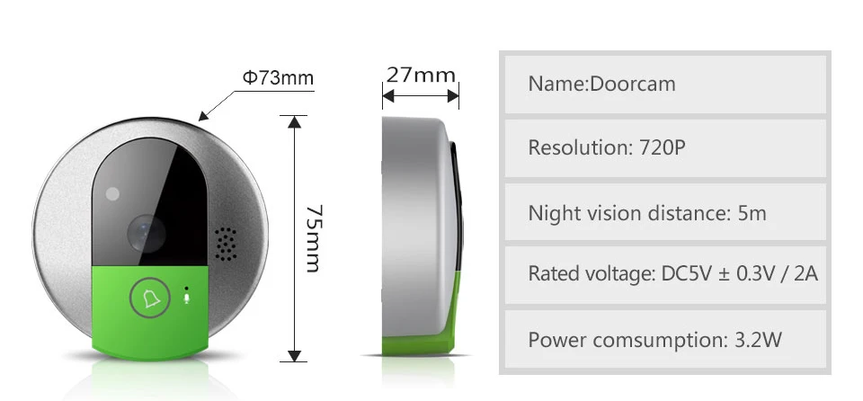 VStarcam C95 HD 720 P Беспроводной Wi-Fi ip-безопасности двери Камера Ночное видение двухстороннее аудио Широкий формат видео Doorcam Cam