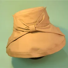 Солнцезащитная дорожная шляпа женская летняя пляжная широкоугольная Рыбацкая шляпа Женская Модная хлопковая и льняная простая Панама с большим бантом